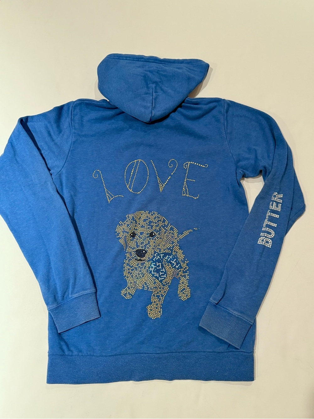 Butter Blue Rhinestone 'LOVE' Puppy Hoodie